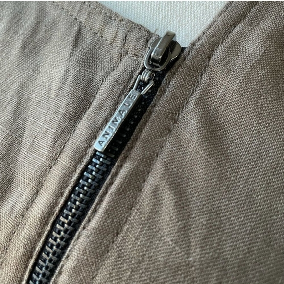 Animale Mocha Linen Asymmetrical Zip Sheath Dress Bucket Pockets 8 modern - Picture 7 of 13